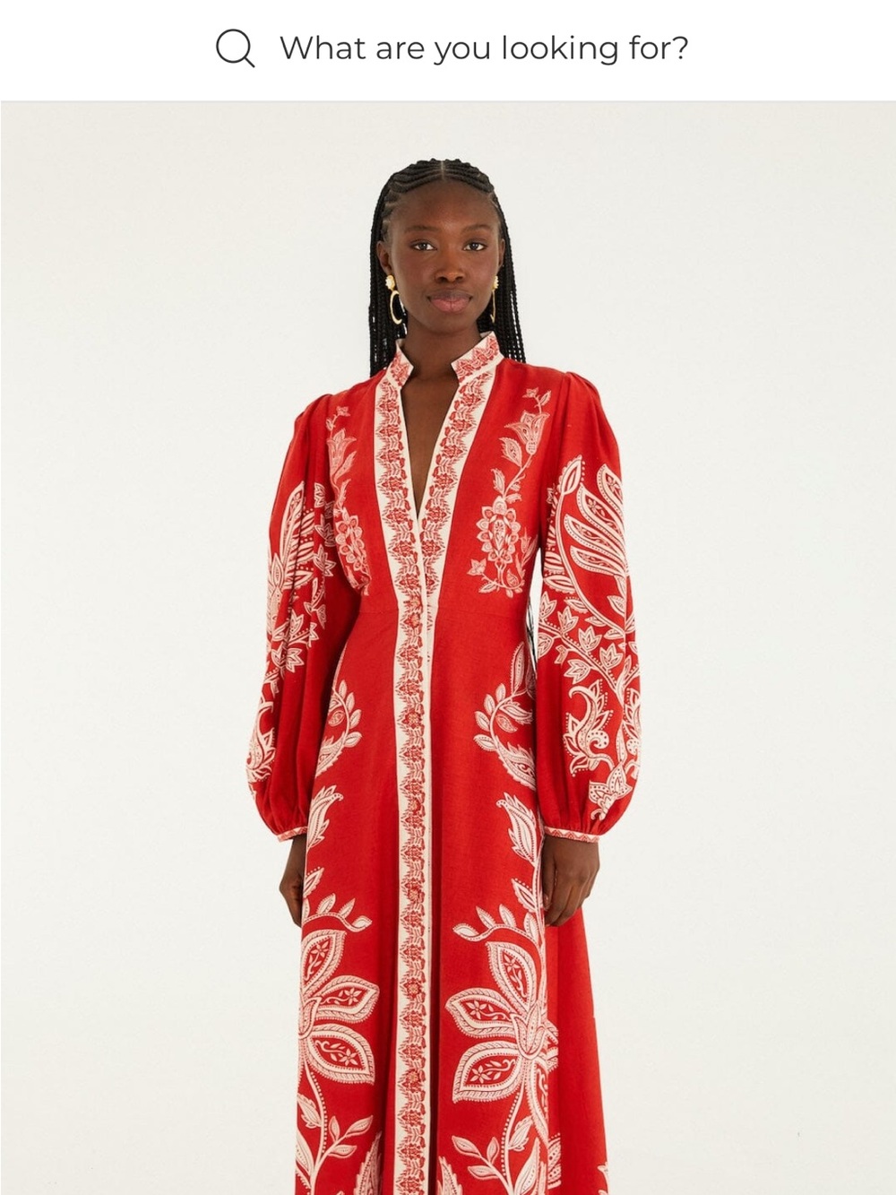 FARM RIO Miranda Red Embroidered Maxi Dress with Statement Sleeves - Picture 4 of 6